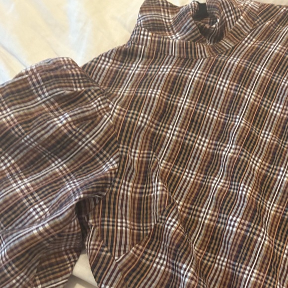 Veronica Beard Isabel Plaid Poof Sleeve Top - Picture 2 of 16